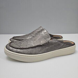 Sofft Somers Moc Mule Sneaker Womens 11 Metallic Gray Leather Casual Slip On